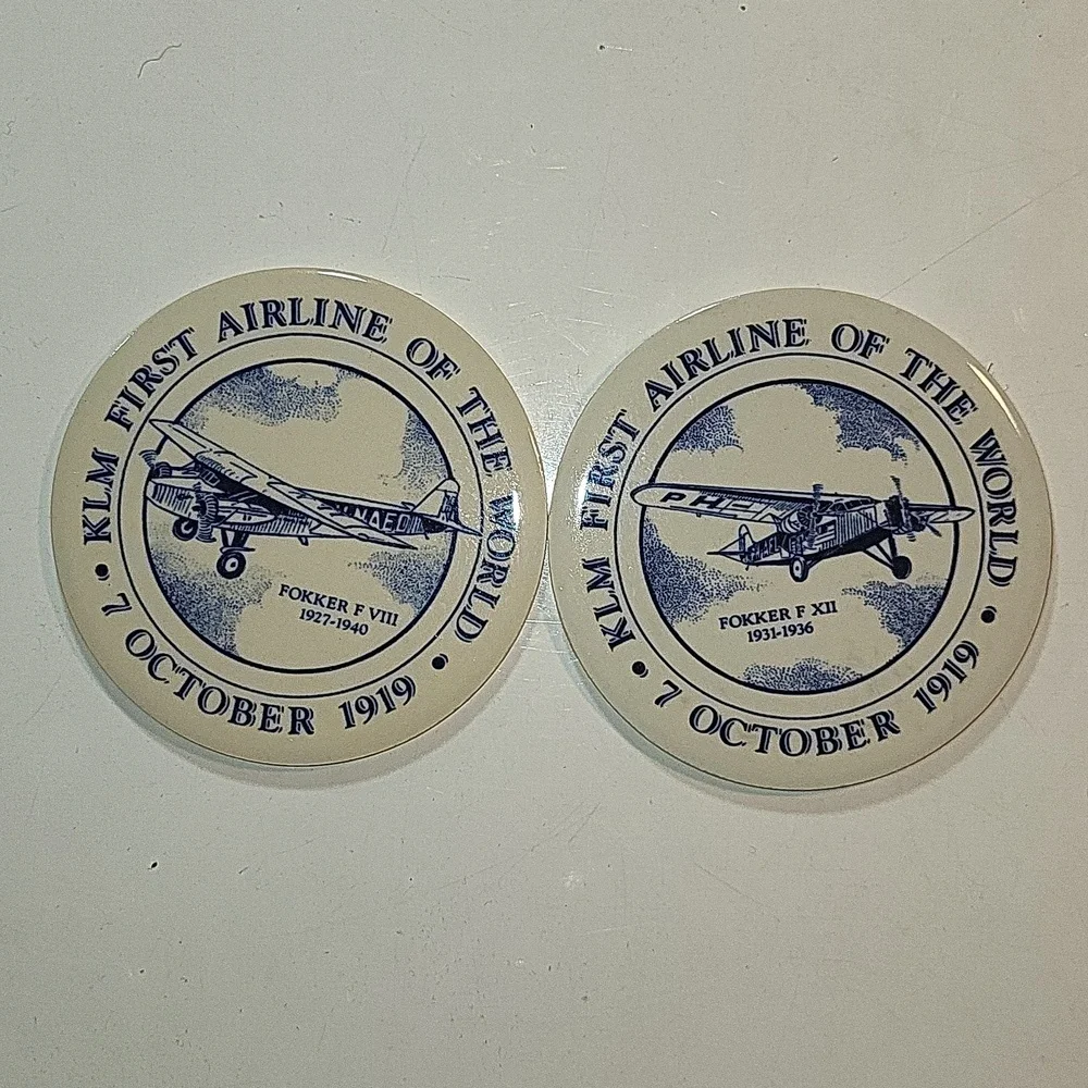 Set of 2 Vintage KLM First Airline of the World Coasters - Picture 2 of 6